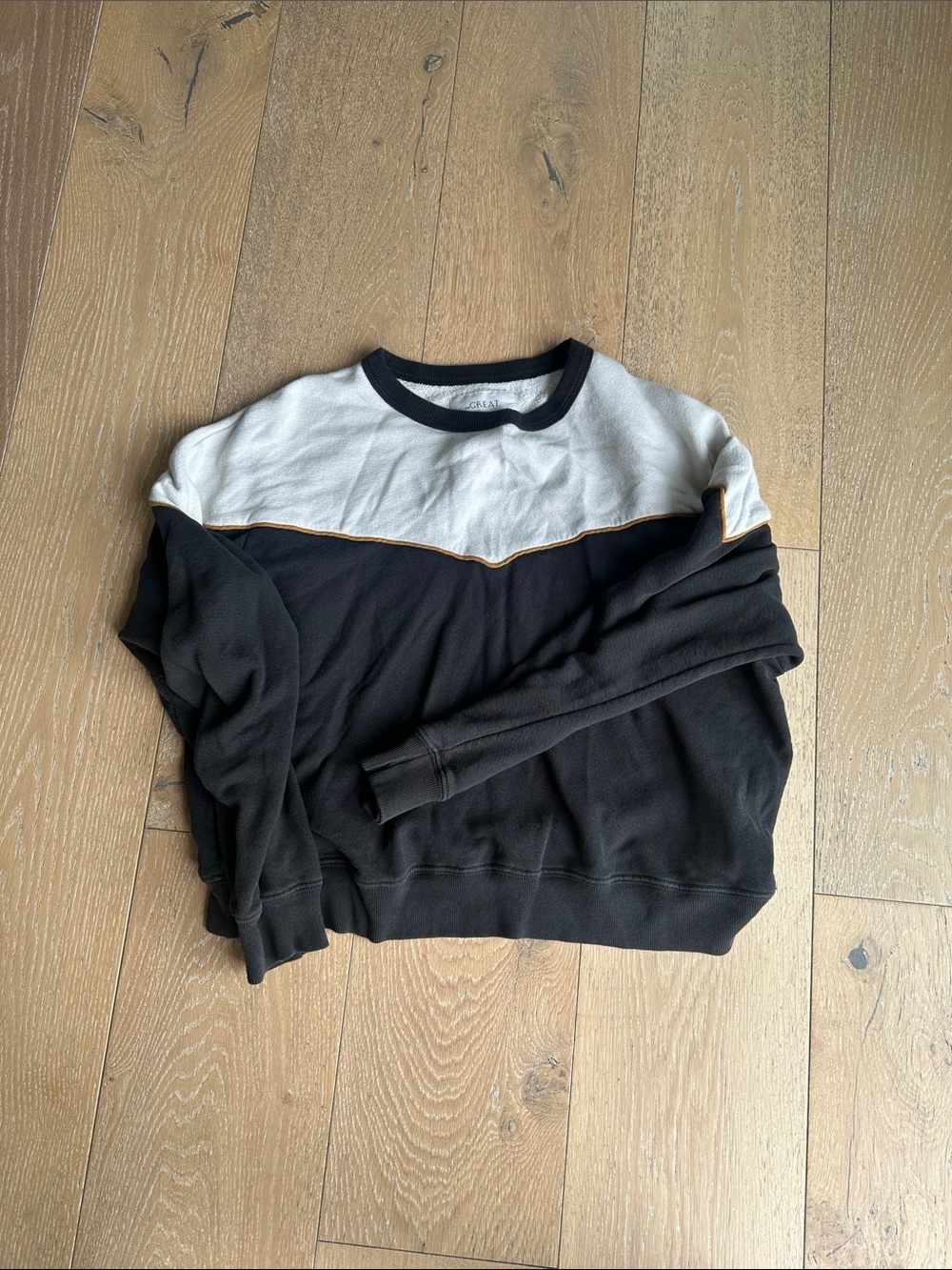 The Great Two-Tone Black and White Crewneck Sweater